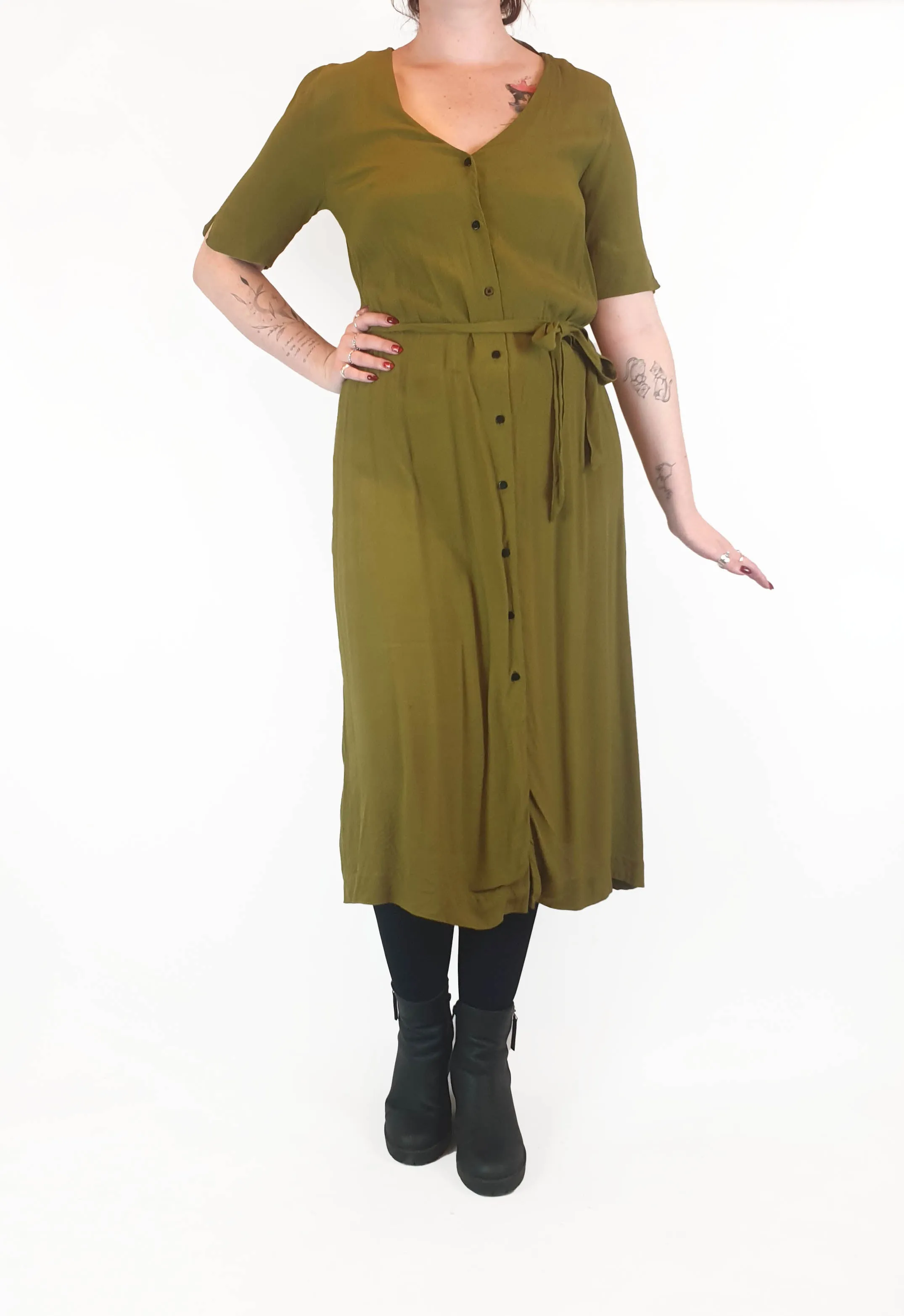 Gorman olive green half sleeve dress size 12