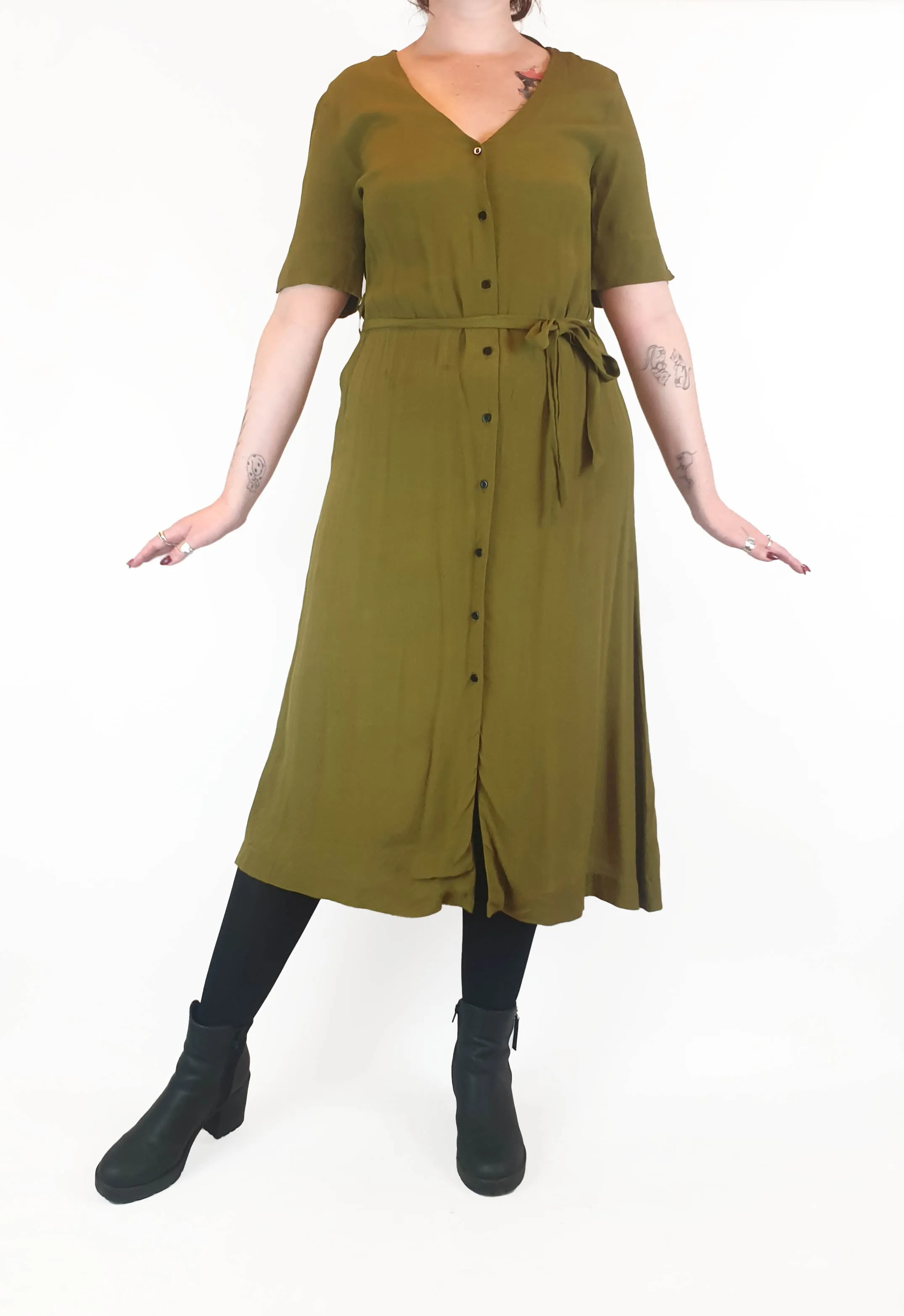 Gorman olive green half sleeve dress size 12