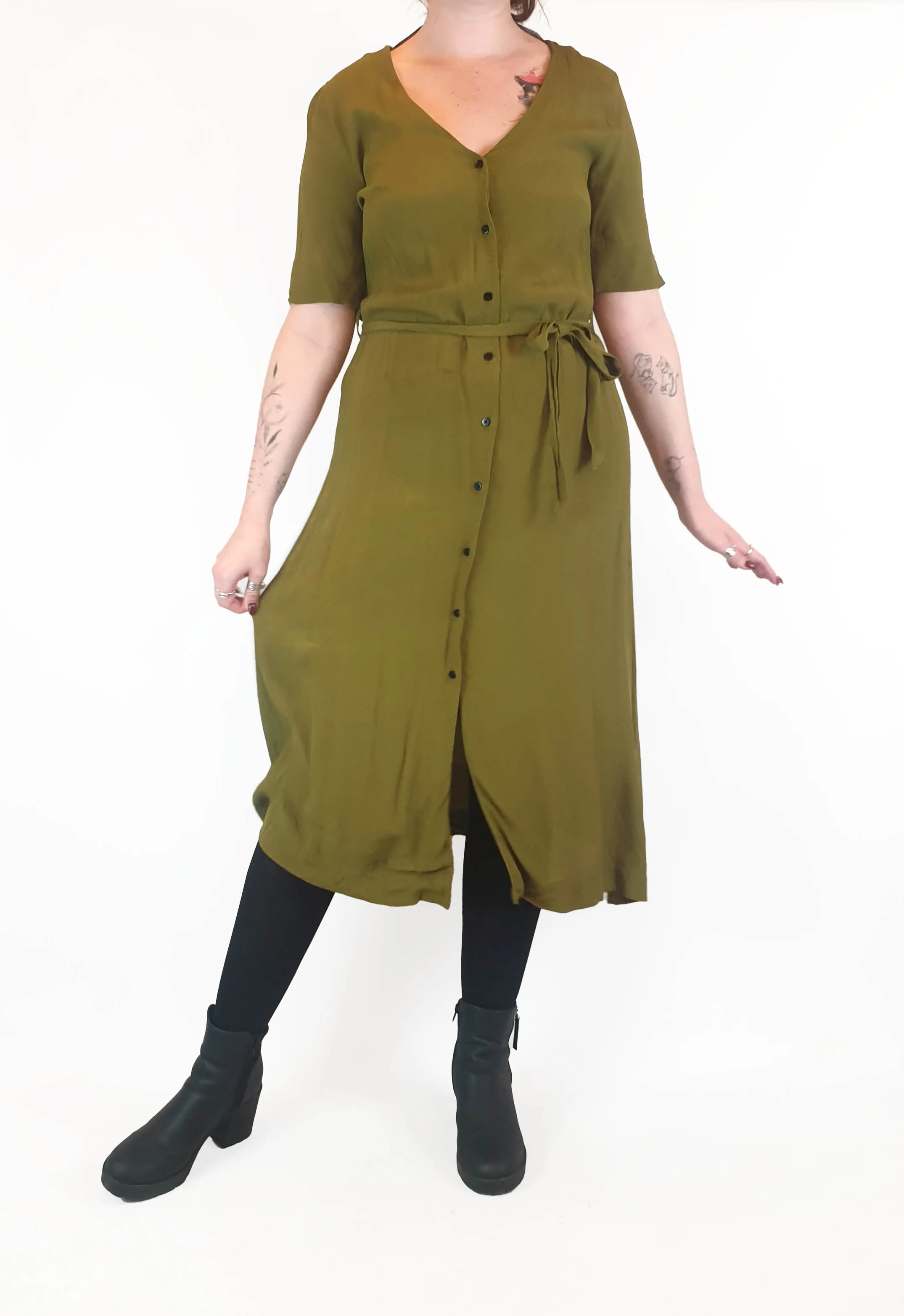 Gorman olive green half sleeve dress size 12