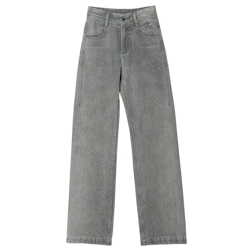 Gray Straight-Leg Jeans