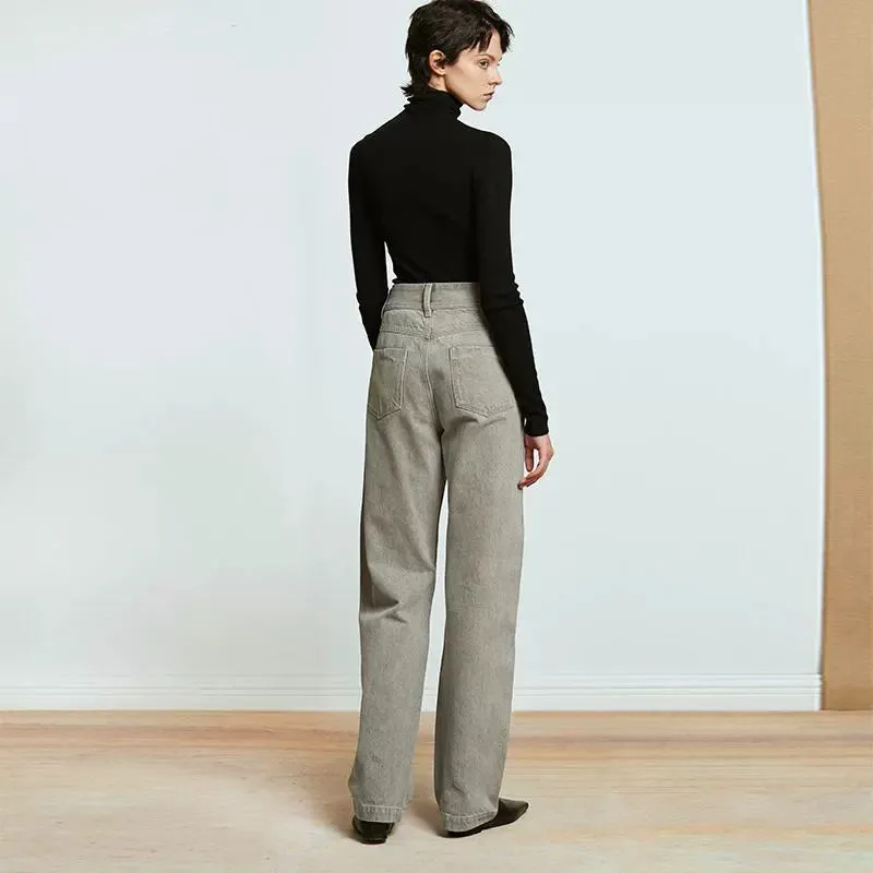 Gray Straight-Leg Jeans