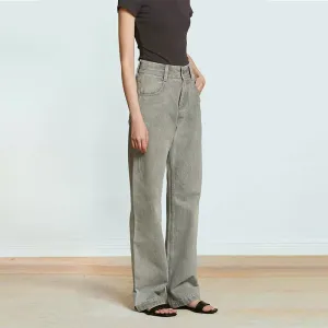 Gray Straight-Leg Jeans
