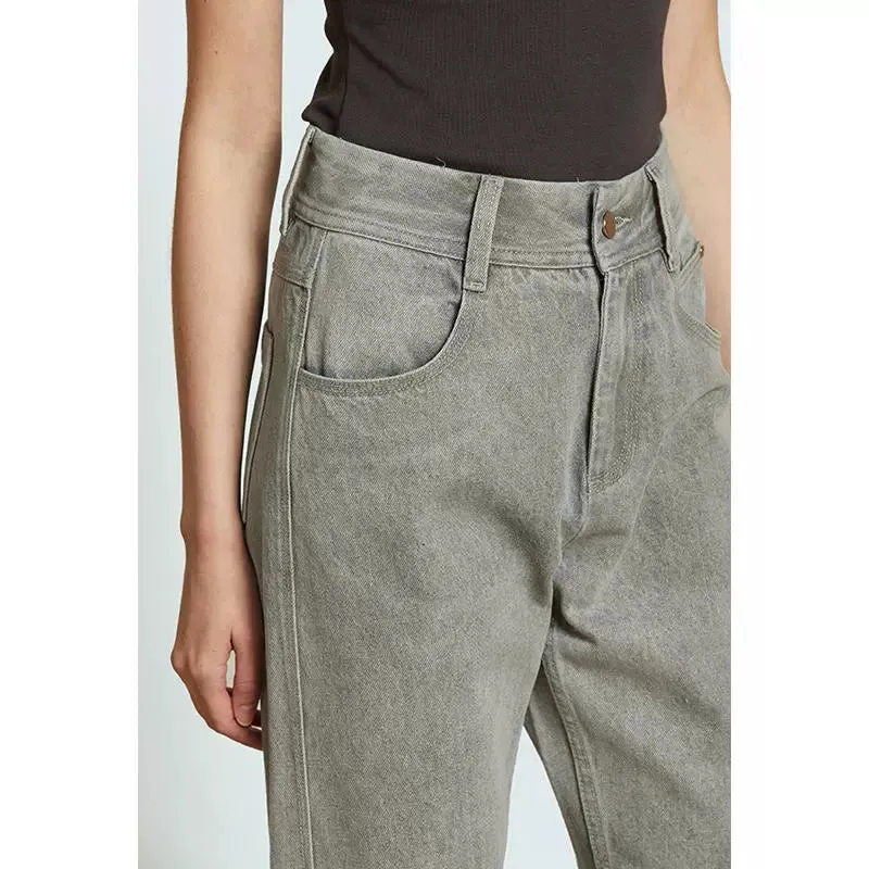 Gray Straight-Leg Jeans