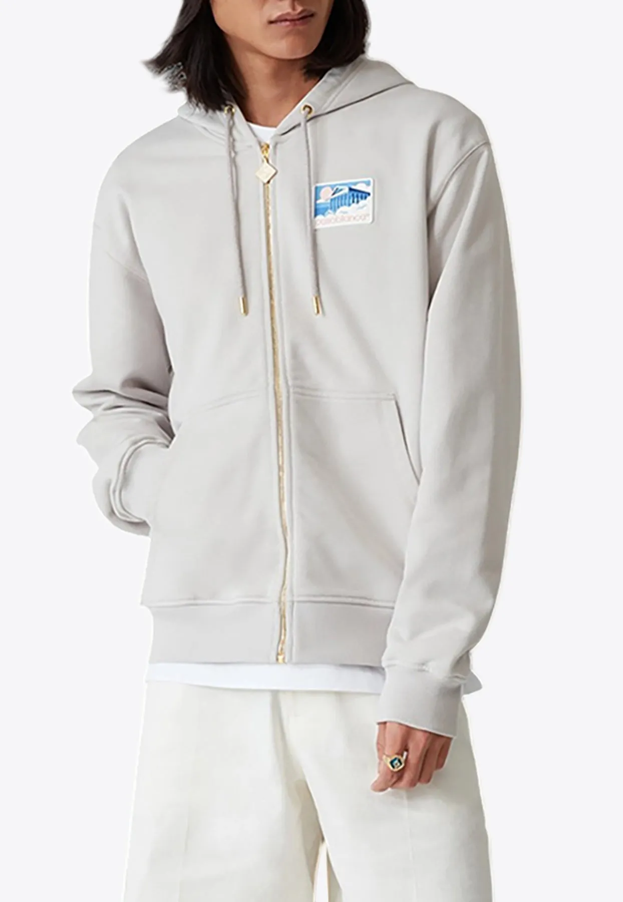 Greek Temple Patch Zip-Up Hoodie