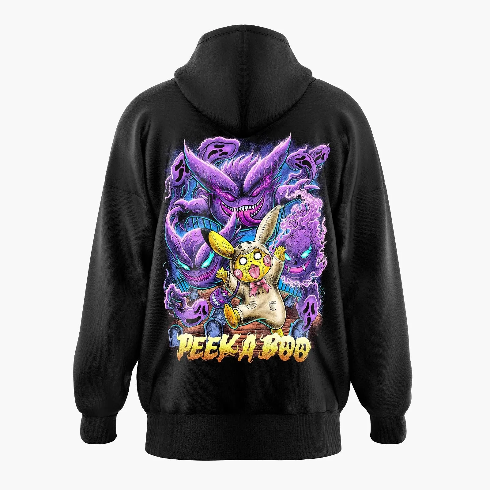 Haunter Gastly Gengar vs Pikachu Halloween Pokemon Oversized Hoodie