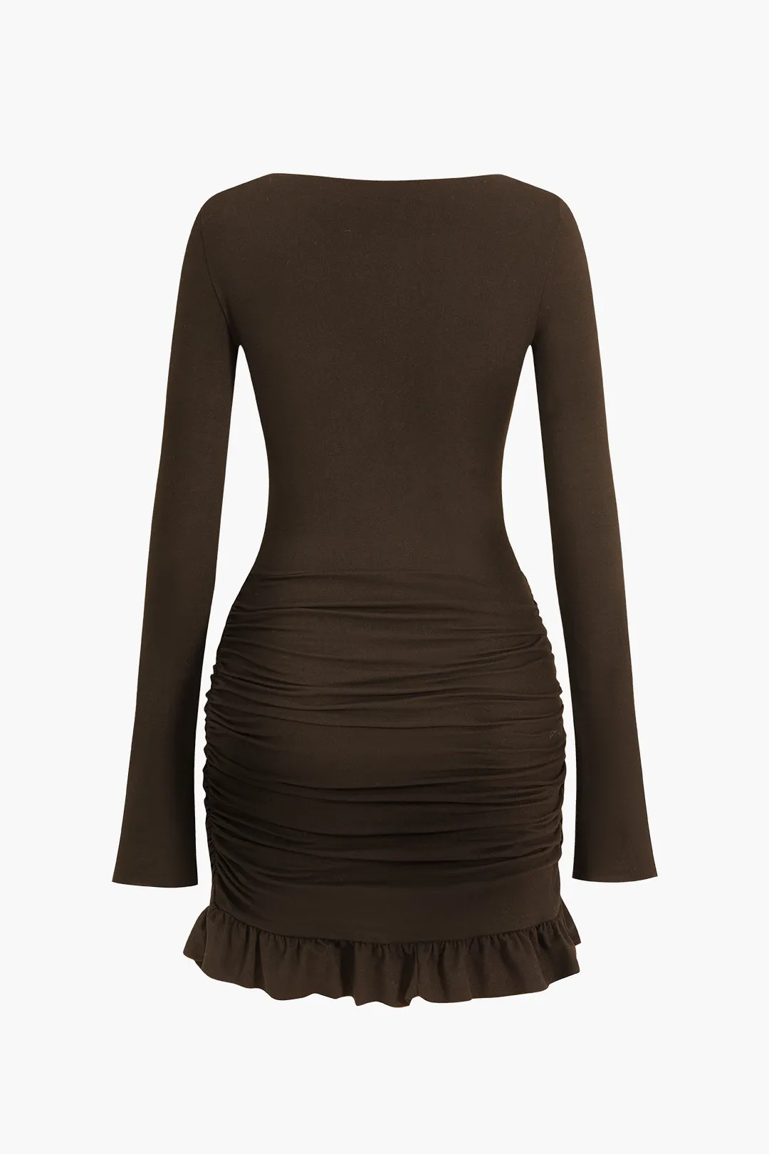 Heidi - Solid Ruffle Ruched Twist Design Woman's Dress