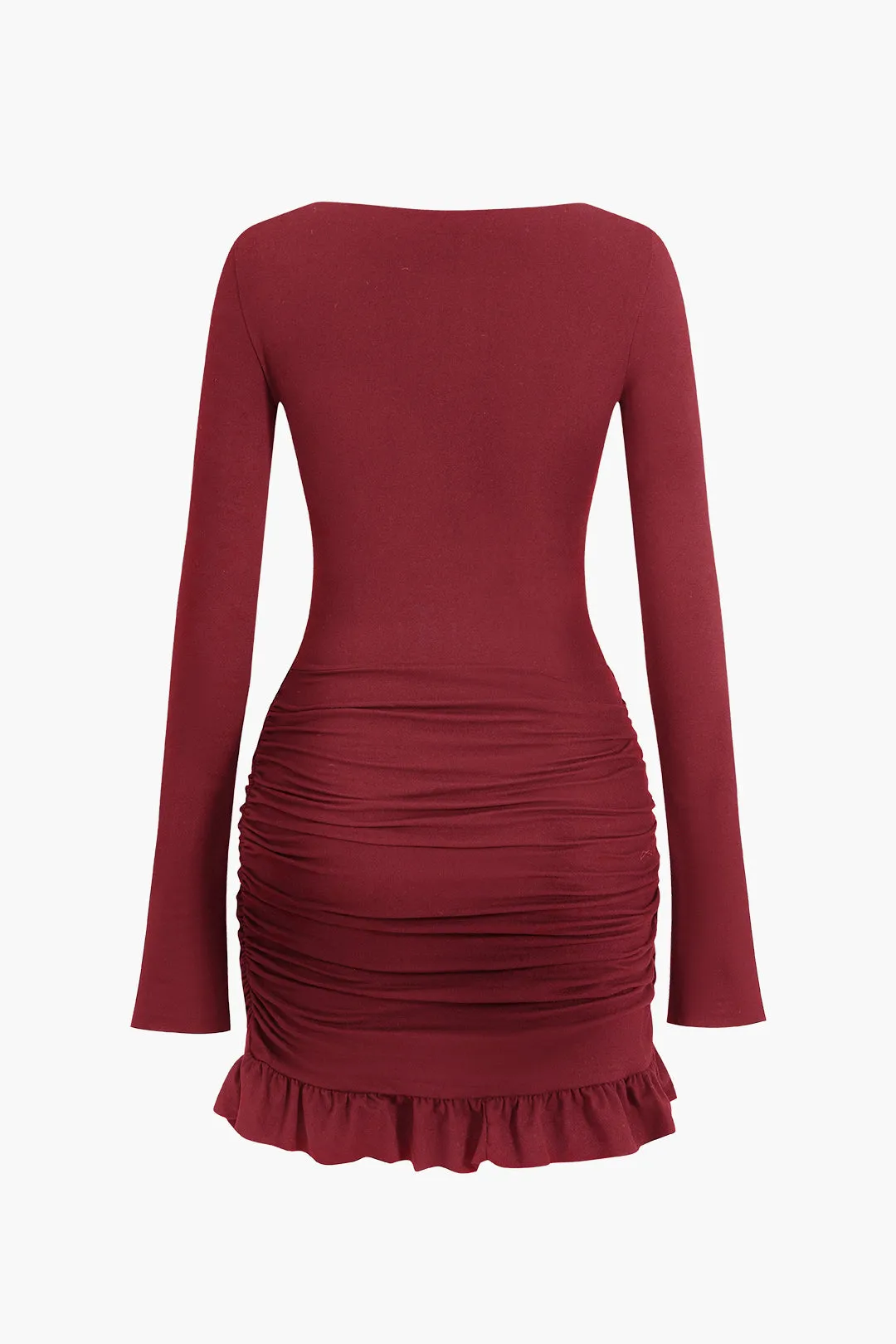 Heidi - Solid Ruffle Ruched Twist Design Woman's Dress