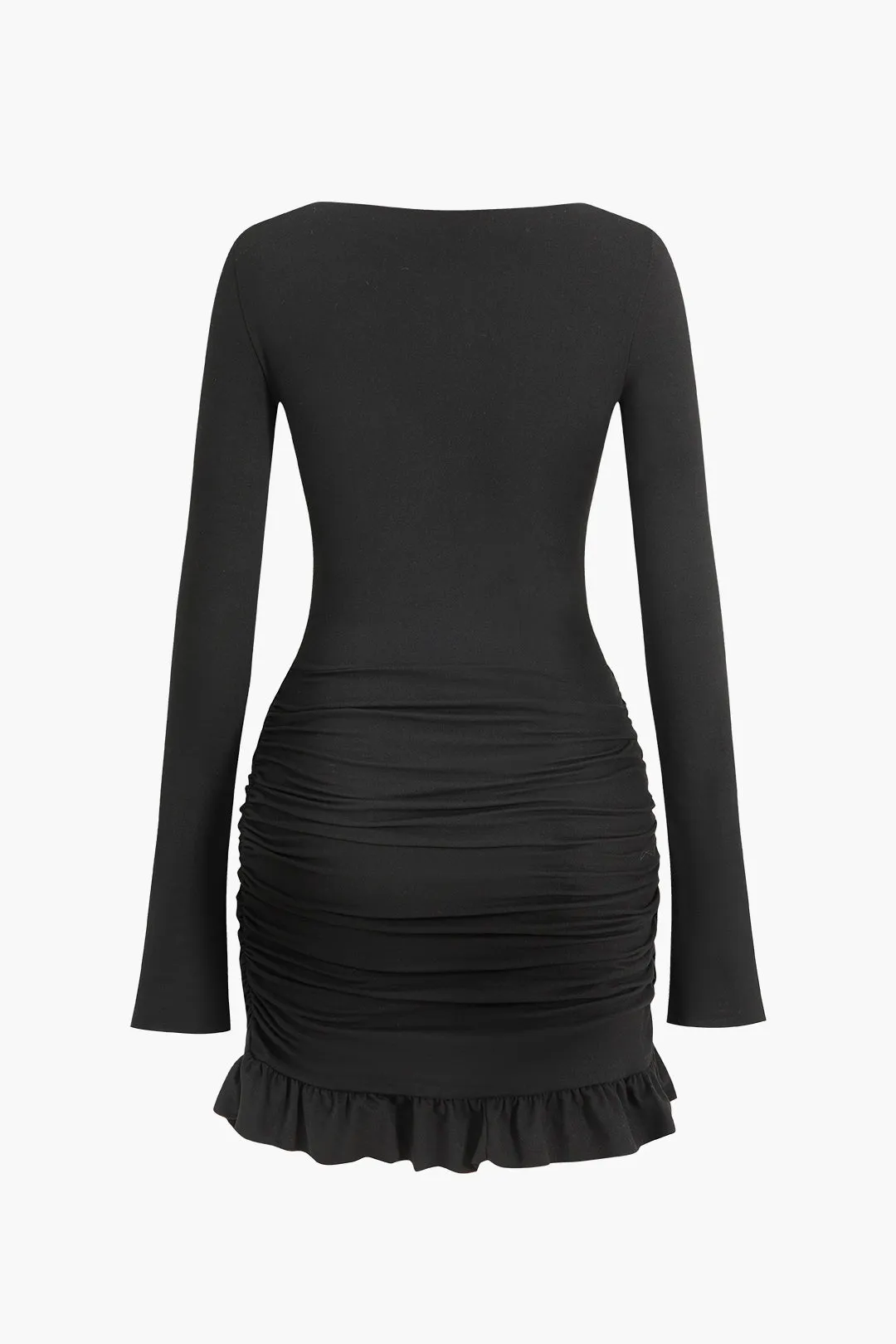 Heidi - Solid Ruffle Ruched Twist Design Woman's Dress