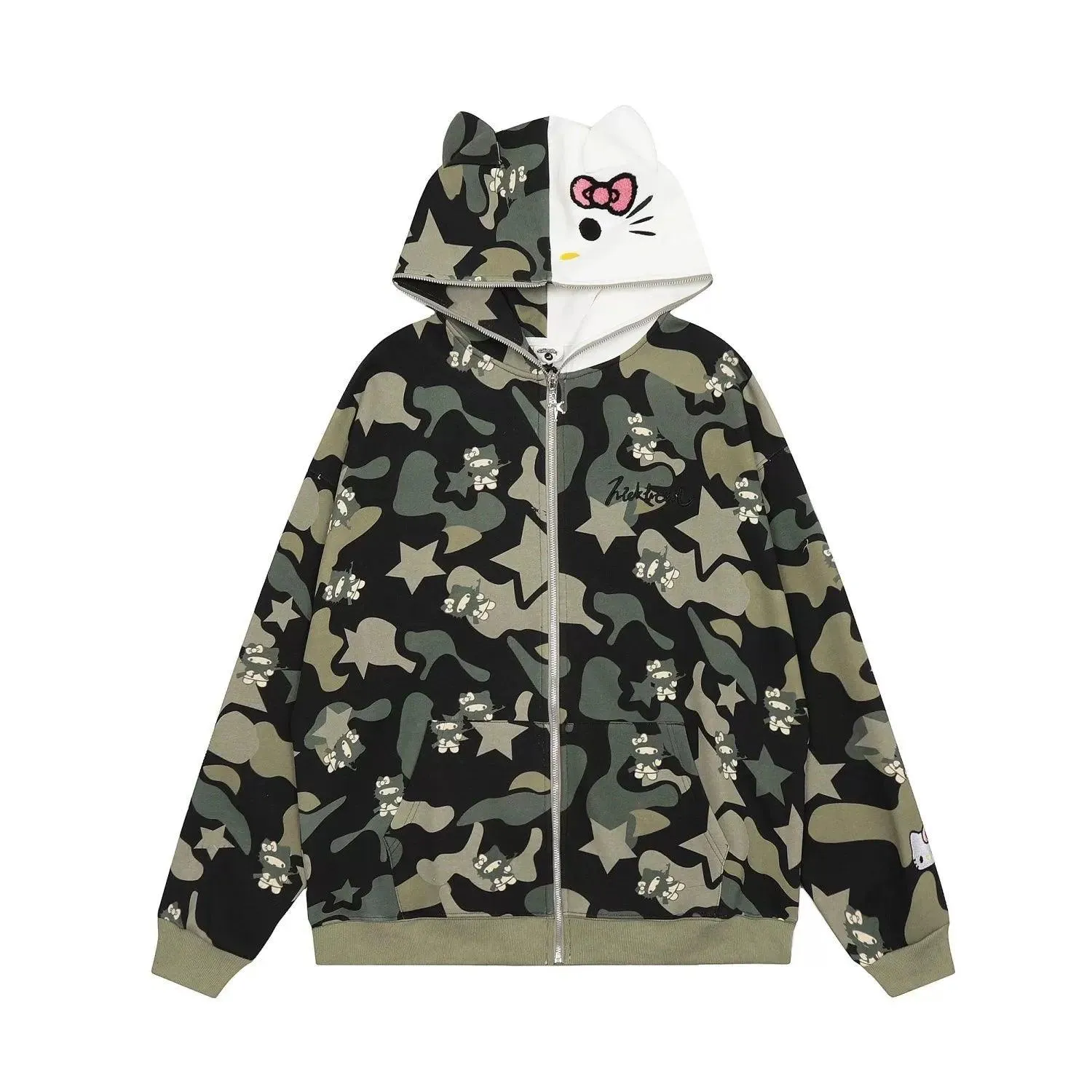 Hello Kitty Camouflage Hoodies Oversized Jacket