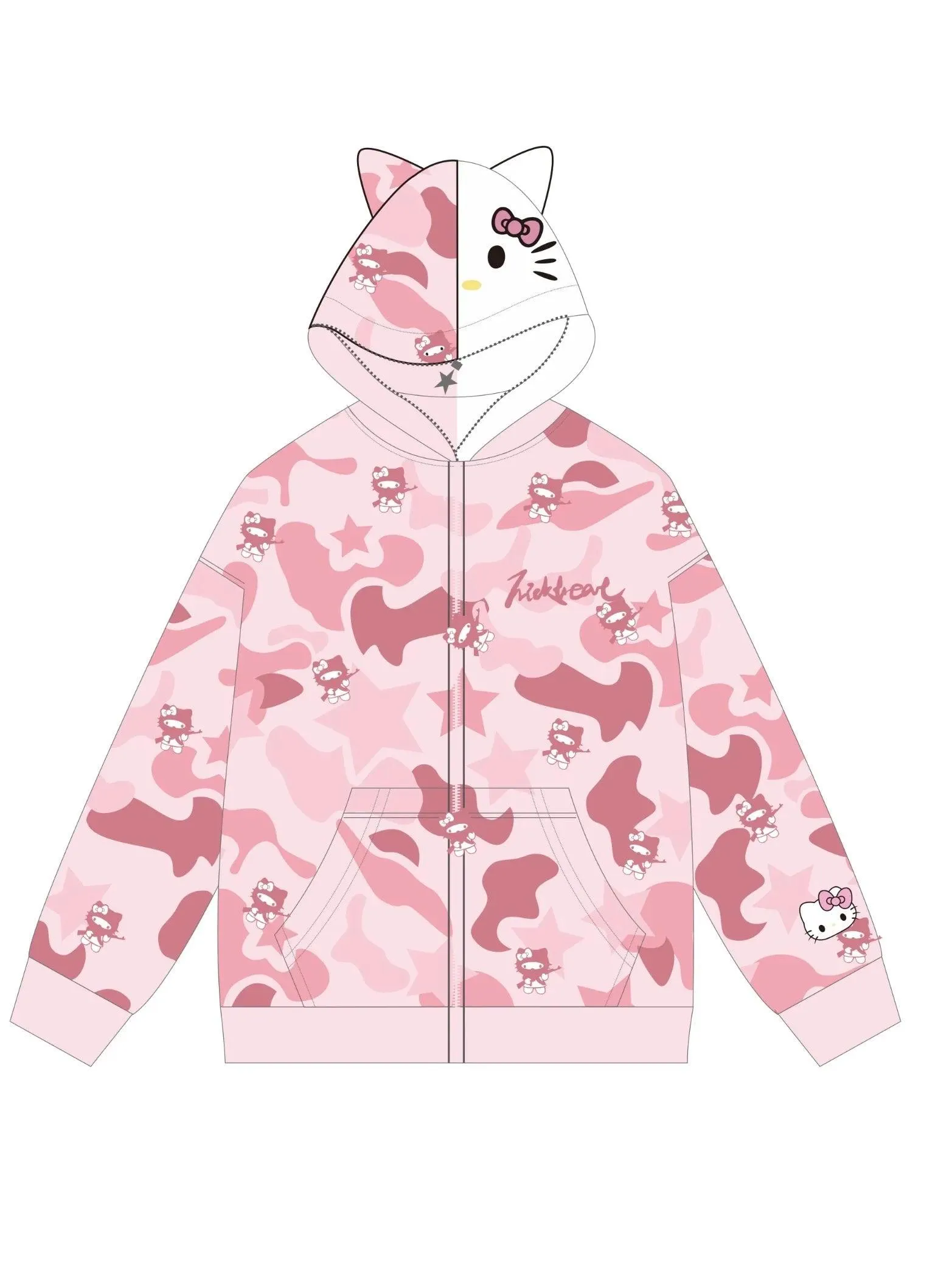 Hello Kitty Camouflage Hoodies Oversized Jacket