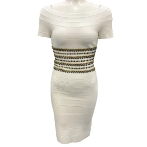 Herve Leger Alabaster Carmen Studded Bandage Dress