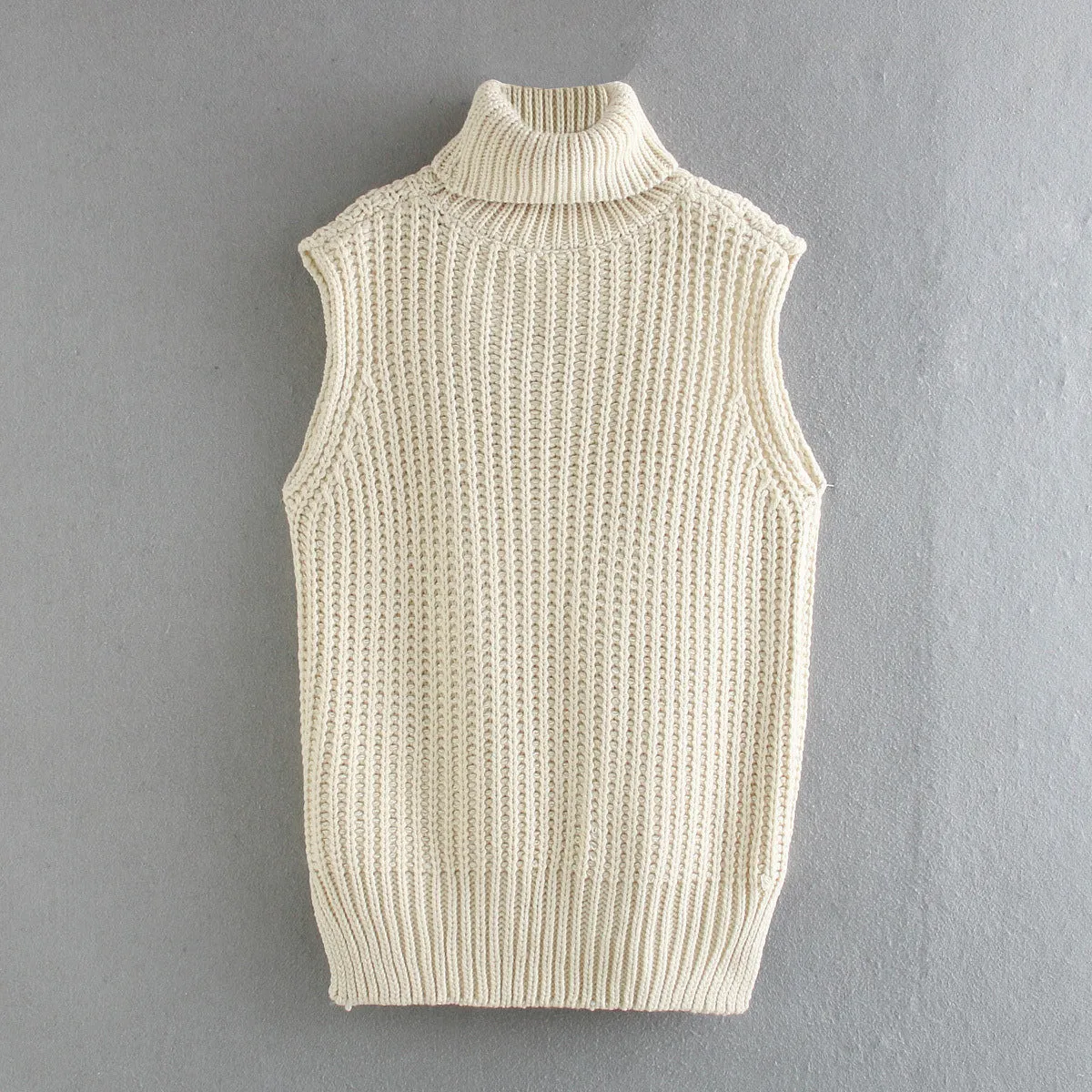 High Heap Collar Knit Vest Sweaters Black