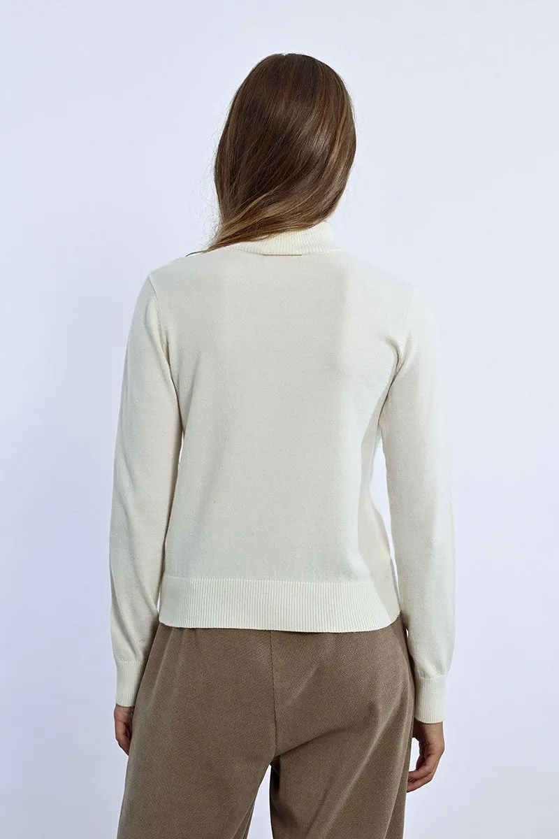 HIGH NECK SWEATER WITH GOLD BUTTONS
