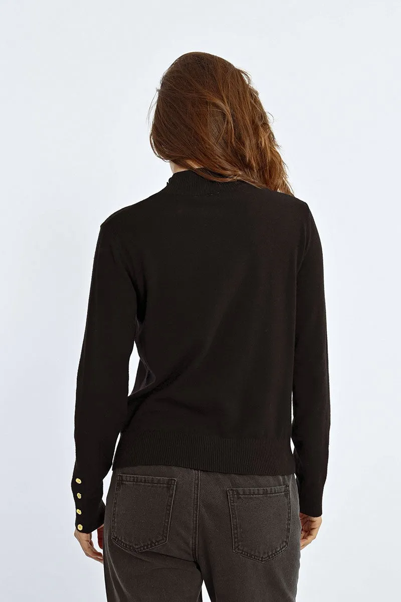 HIGH NECK SWEATER WITH GOLD BUTTONS