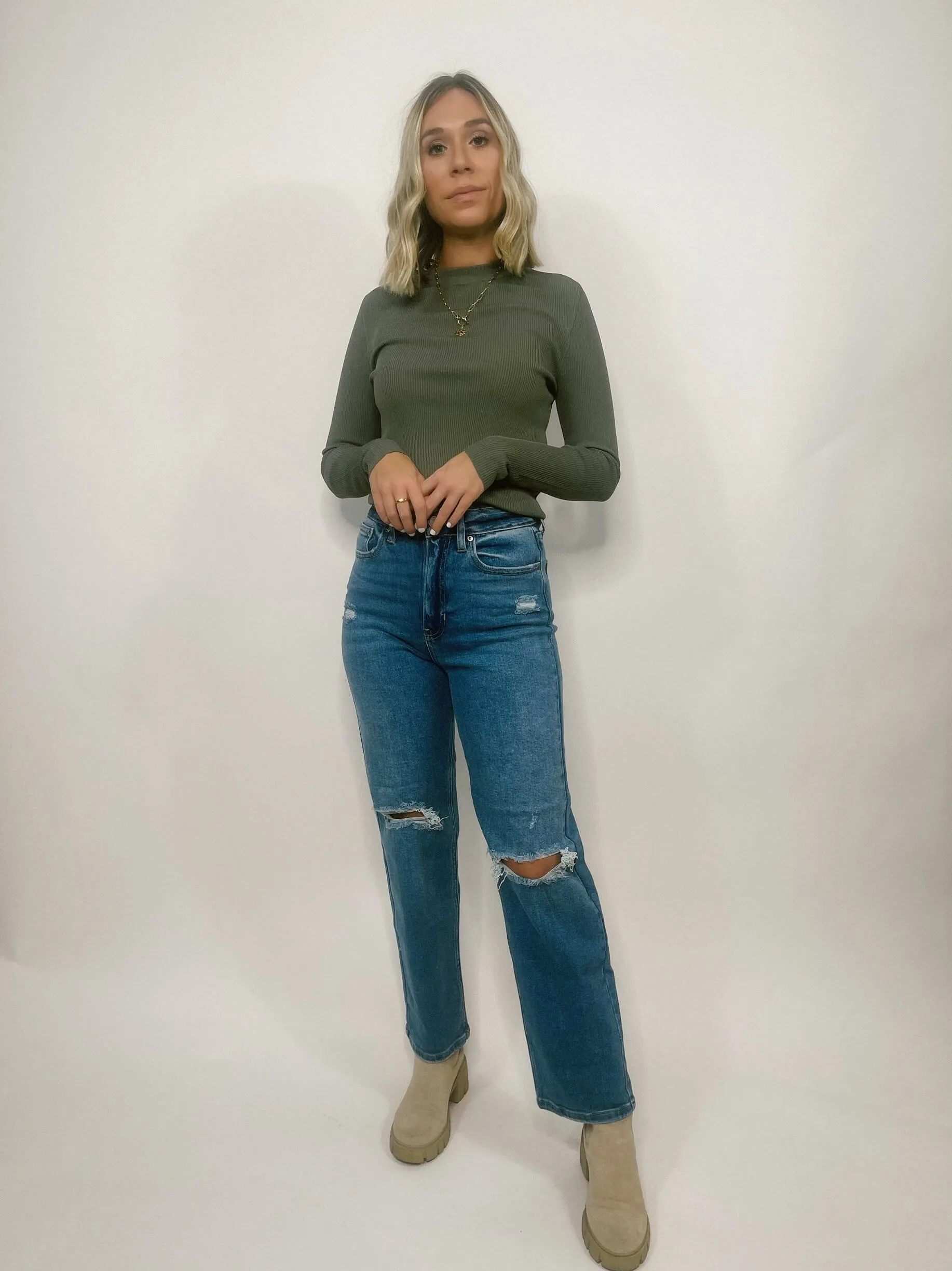 High Rise Cropped Straight Jean - Final Sale