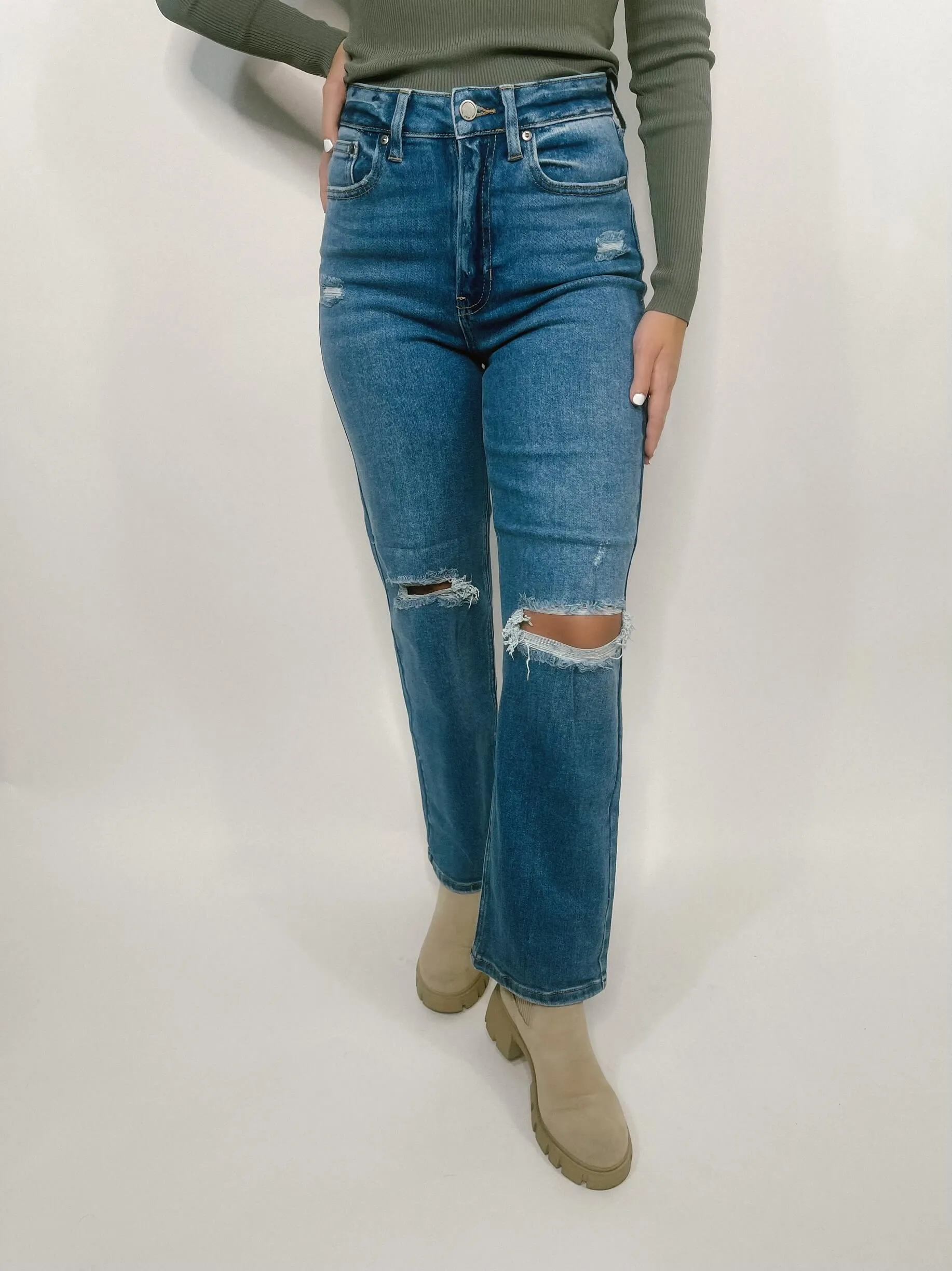 High Rise Cropped Straight Jean - Final Sale