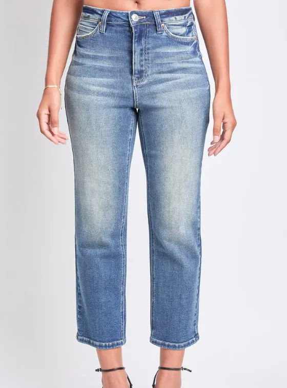 HIGH RISE VINTAGE STRETCH STRAIGHT LEG CROP JEANS