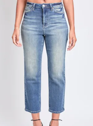 HIGH RISE VINTAGE STRETCH STRAIGHT LEG CROP JEANS