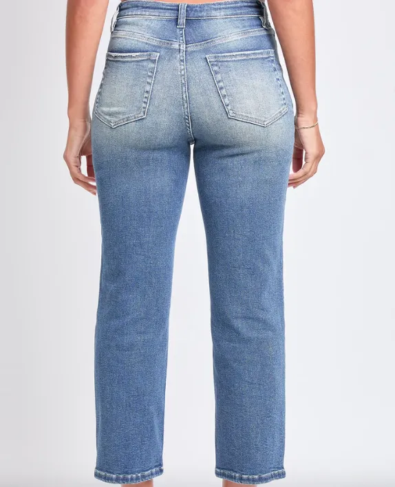 HIGH RISE VINTAGE STRETCH STRAIGHT LEG CROP JEANS