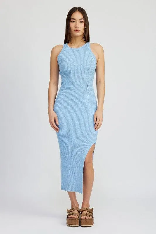 HIGH SLIT TANK MIDI DRESS