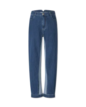 High Waisted Striped Straight Leg Jeans