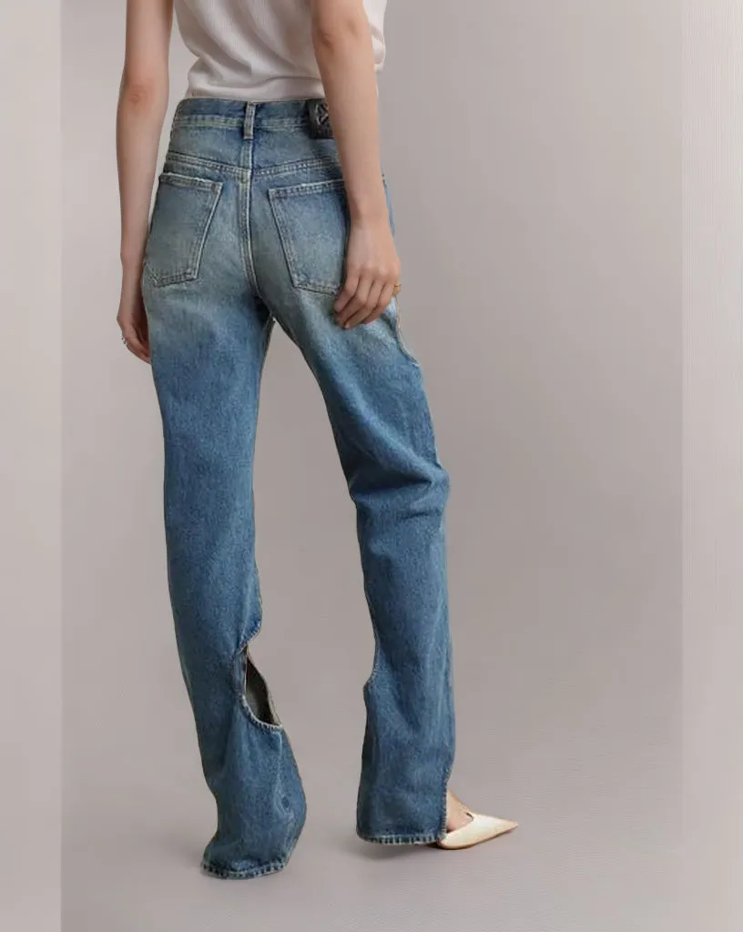 Hollow Out Straight leg Jeans