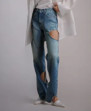 Hollow Out Straight leg Jeans