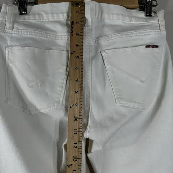 Hudson Women's Jeans White Cotton Elastane Nico Mid Rise Ankle Skinny Size 28
