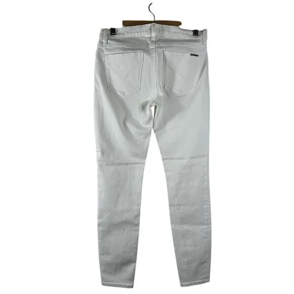 Hudson Women's Jeans White Cotton Elastane Nico Mid Rise Ankle Skinny Size 28