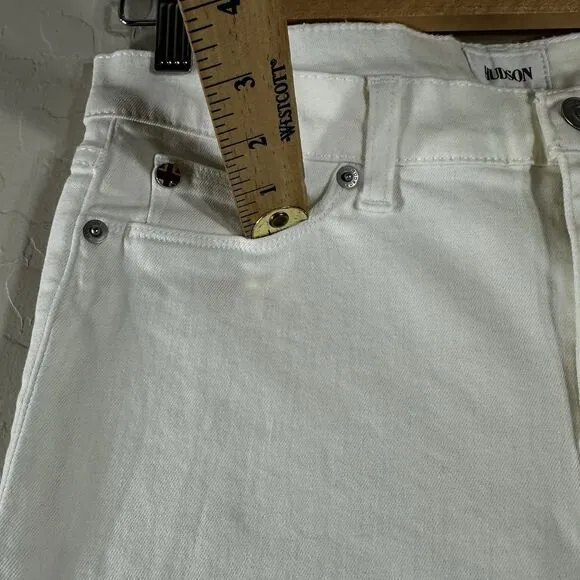 Hudson Women's Jeans White Cotton Elastane Nico Mid Rise Ankle Skinny Size 28