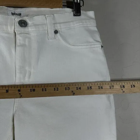 Hudson Women's Jeans White Cotton Elastane Nico Mid Rise Ankle Skinny Size 28
