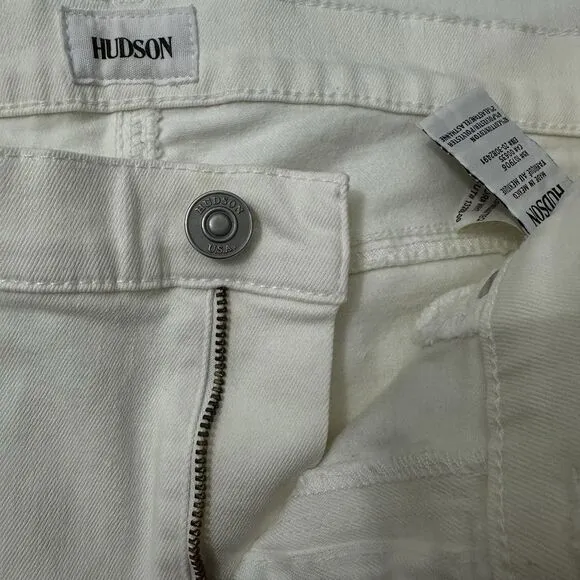 Hudson Women's Jeans White Cotton Elastane Nico Mid Rise Ankle Skinny Size 28