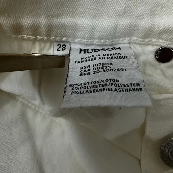 Hudson Women's Jeans White Cotton Elastane Nico Mid Rise Ankle Skinny Size 28