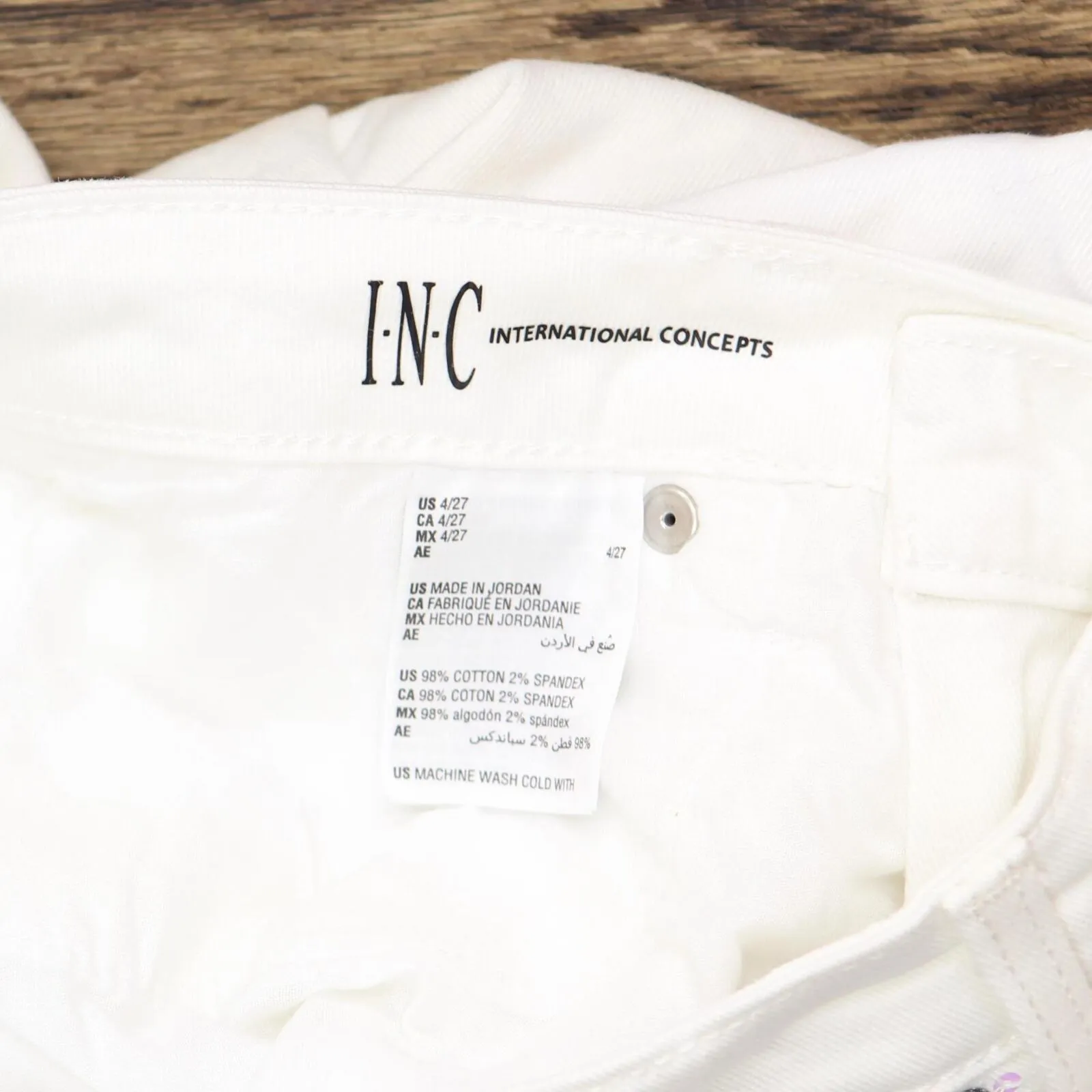 INC International Concepts Womens Sequin Front Straight Leg Denim Jeans White 4