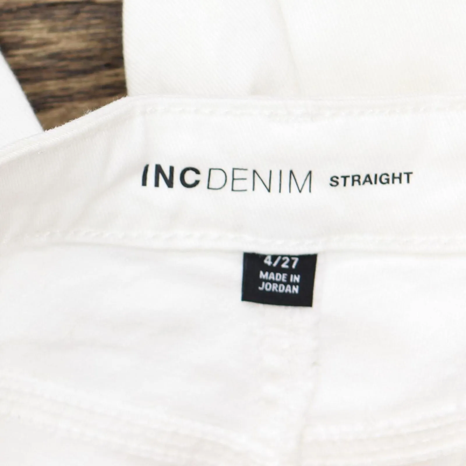 INC International Concepts Womens Sequin Front Straight Leg Denim Jeans White 4
