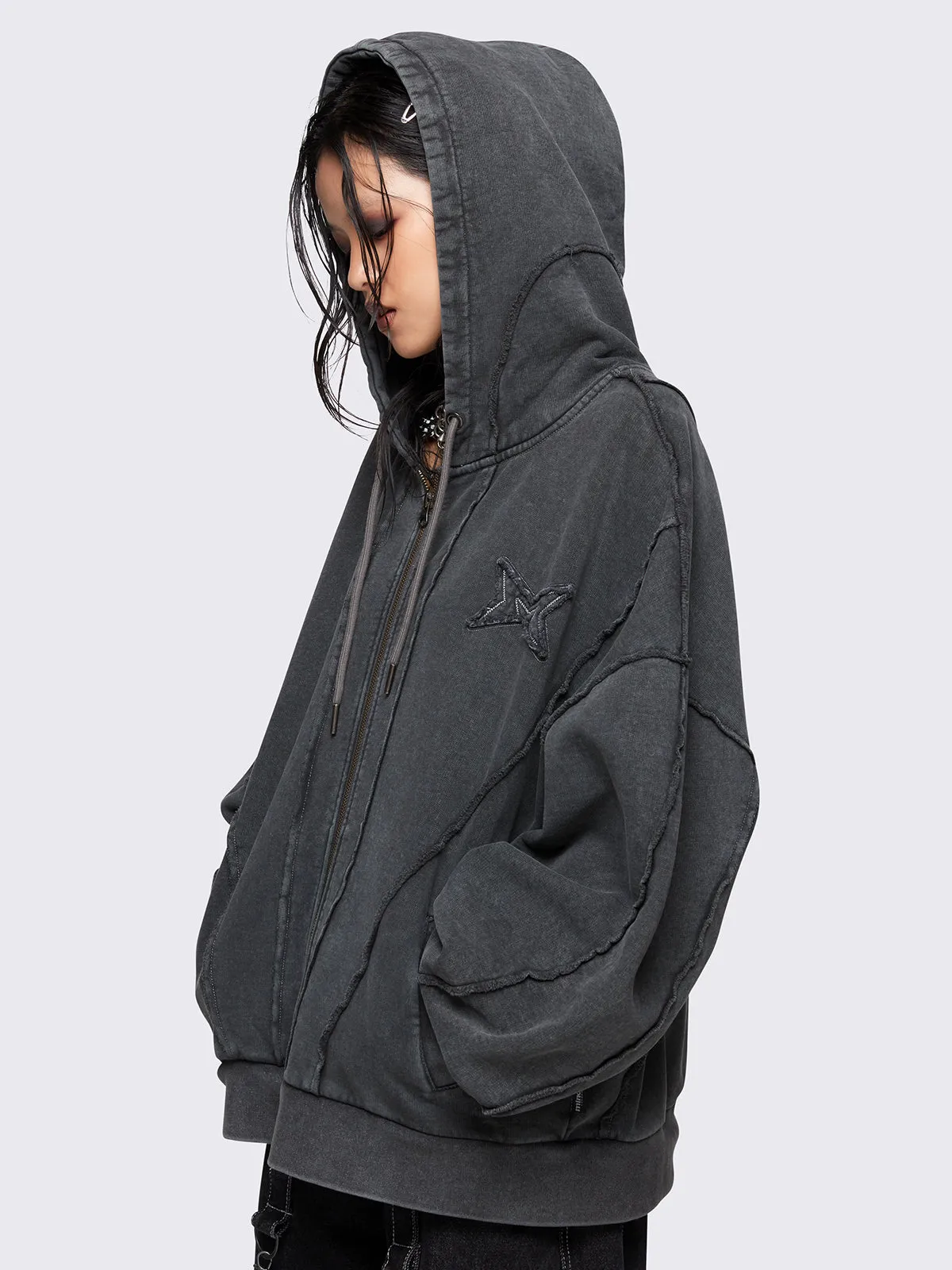 Iron Washed Zip Up Hoodie