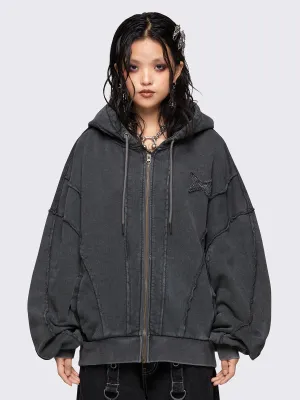 Iron Washed Zip Up Hoodie