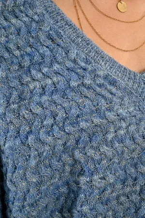 JACQUARD KNIT V-NECK SWEATER