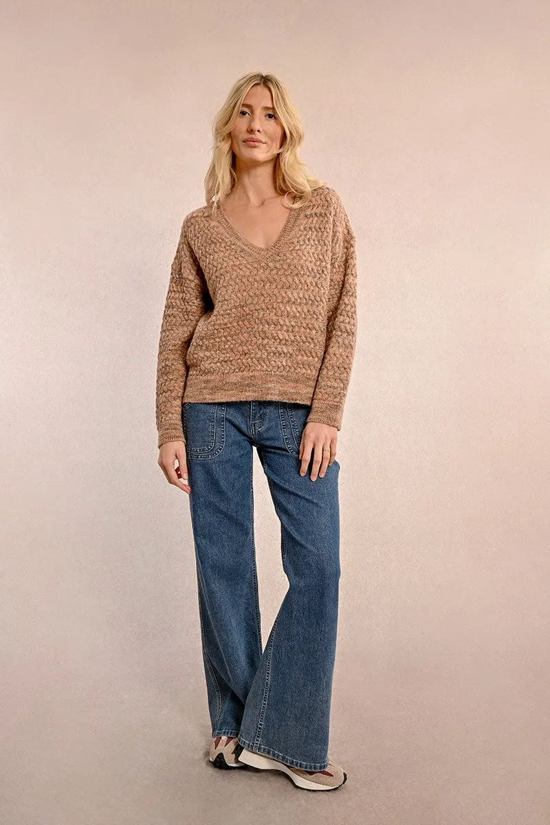 JACQUARD KNIT V-NECK SWEATER