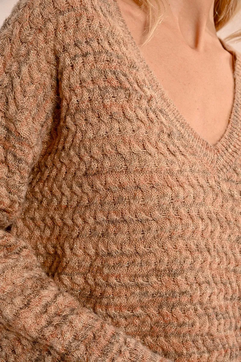 JACQUARD KNIT V-NECK SWEATER
