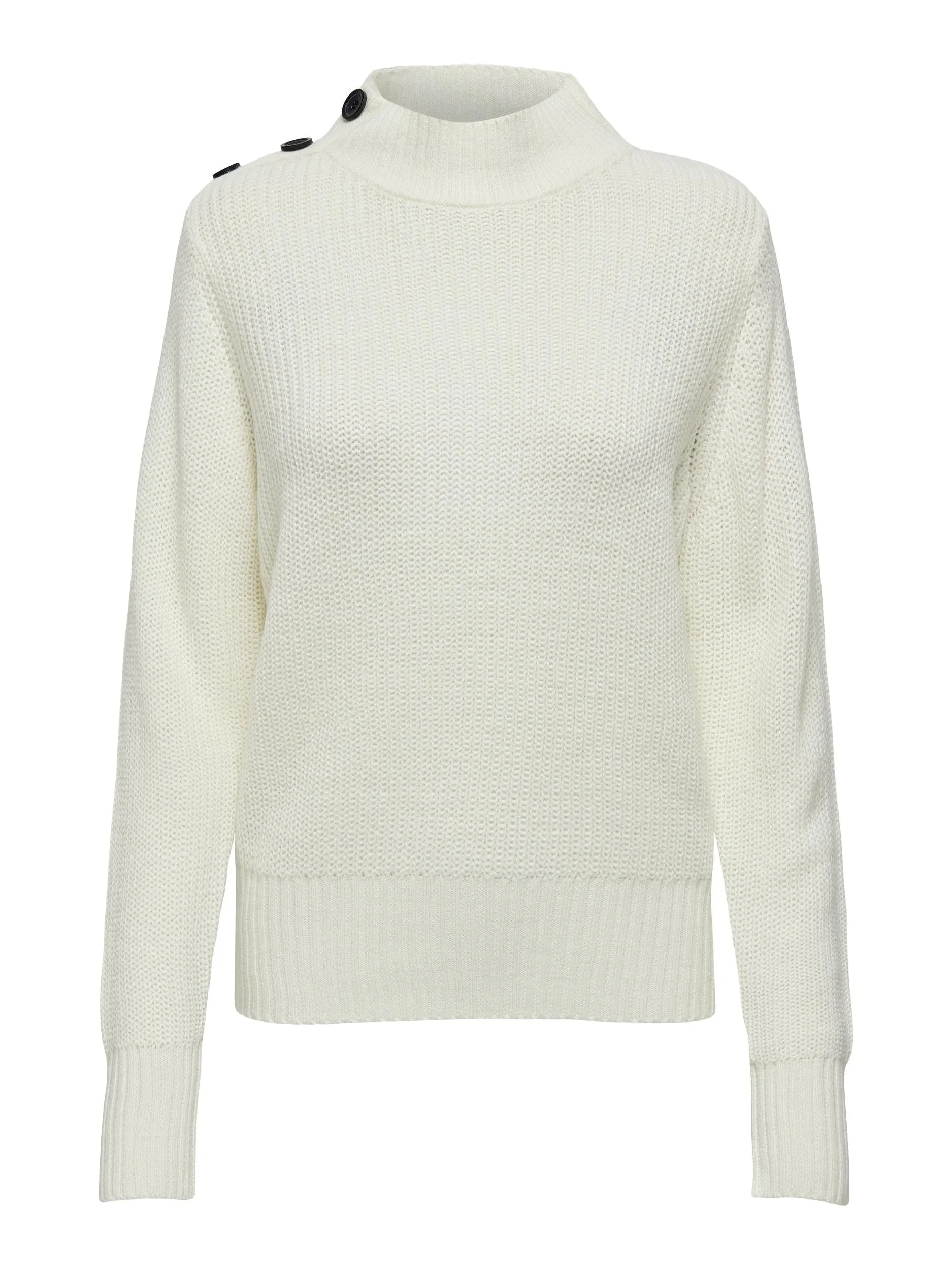 JDY Latte Long Sleeve O-Neck Button Pullover Knit-CLOUD
