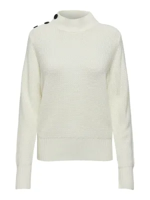 JDY Latte Long Sleeve O-Neck Button Pullover Knit-CLOUD