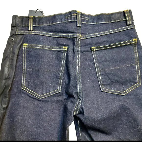 John Richmond Dual-Tone Coated Denim Front &amp; Blue Denim Back Jeans Sz 28 NWT