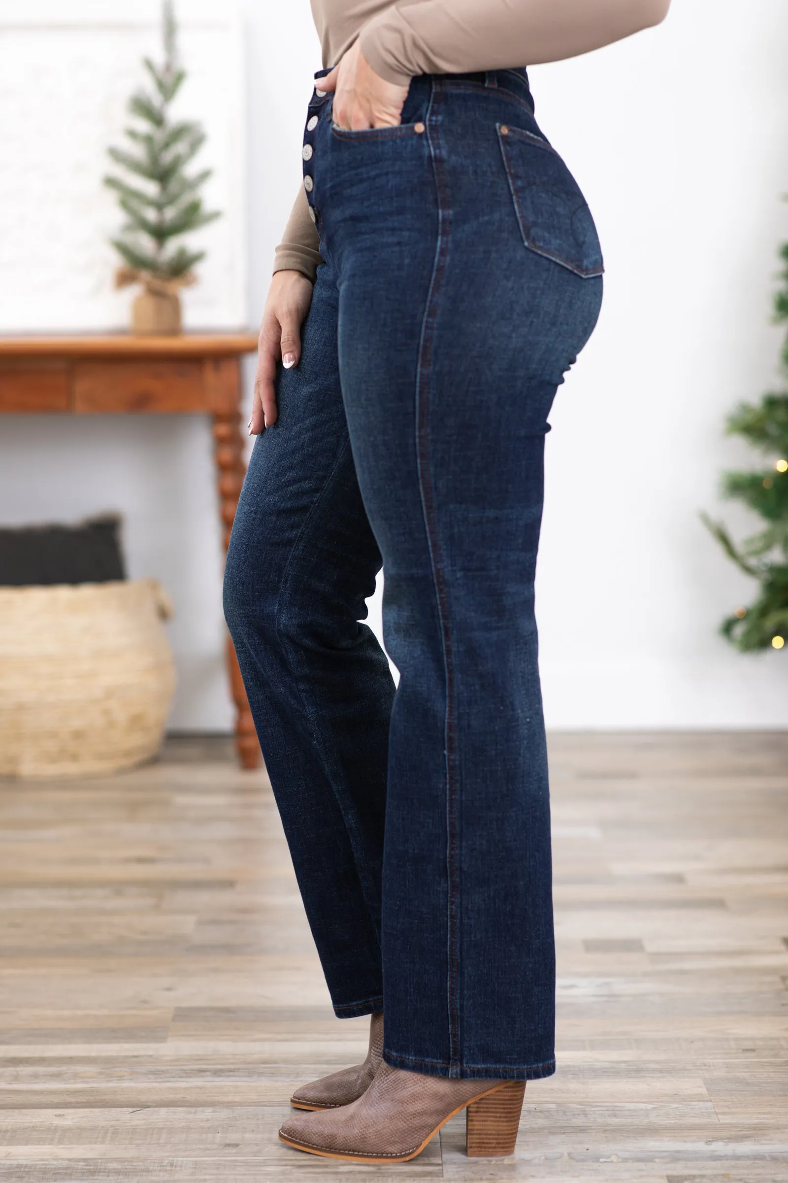Judy Blue Button Fly Straight Leg Jeans