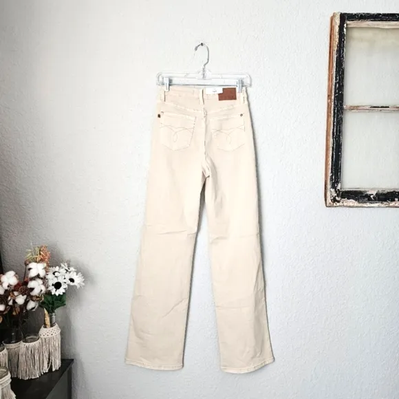Judy Blue High Rise Garment Dyed 90's Straight Fit Jeans Cream Sand Various NEW