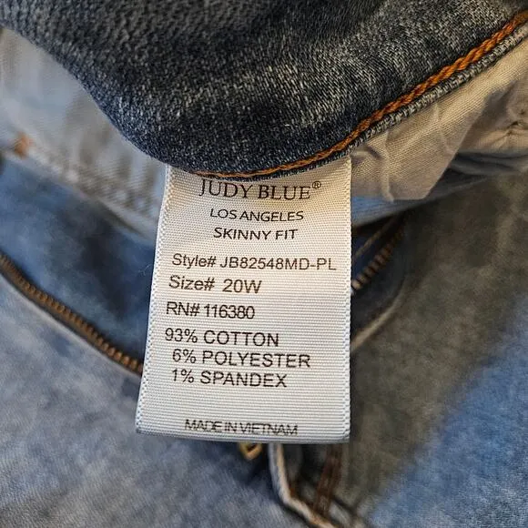 Judy Blue Jeans Womens Size 20W Skinny Fit Light Wash Denim Stretch Ankle