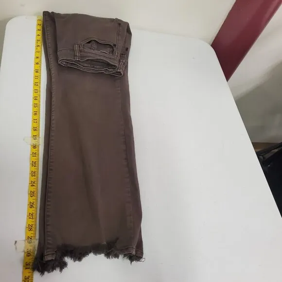 Judy Blue Womens 90s High Rise Frayed Hem Straight Jeans Size 7/28 Brown Grunge