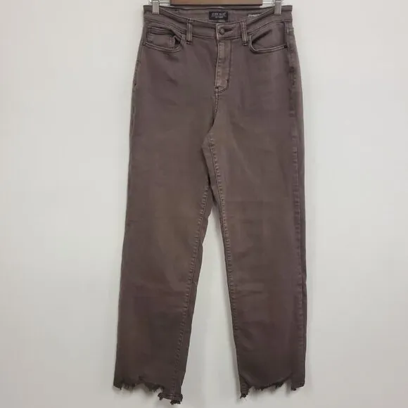Judy Blue Womens 90s High Rise Frayed Hem Straight Jeans Size 7/28 Brown Grunge