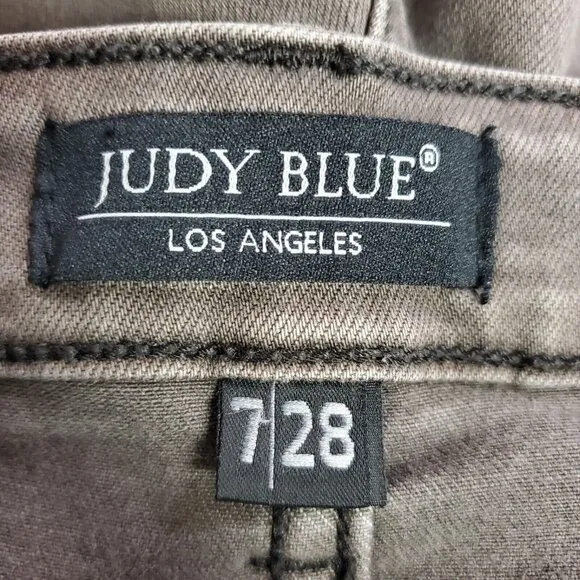 Judy Blue Womens 90s High Rise Frayed Hem Straight Jeans Size 7/28 Brown Grunge
