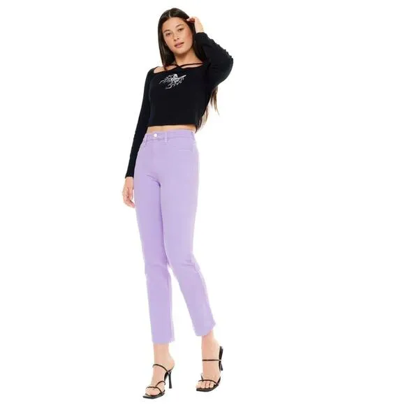 KANCAN Zandria Ultra High Rise 90's Straight Leg Denim Jeans Lavender NWT 10 30W